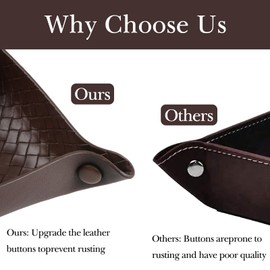 KINIVA 2 Pack PU Leather Jewelry Valet Tray for Men Women,Small Key Bowl for Entryway Table,Portable Travel Catchall Dice Tray (Square-Coffee-2pcs)