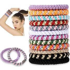 12 Stück Haargummi Damen,Elastisch Zopfgummi, Haargummis Mädchen,Stylisch Pferdeschwanz Inhaber Für Dickes Haar Elastische Krawatten Keine Beschädigung(12 mix color)