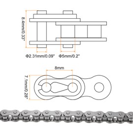 sourcing map 05B Metric Standard Roller Chain 5 ft Carbon Steel Chains 8 mm Industrial Roller Chain Drive Chain for Motorcycle Bicycle Industrial Machines -190 Connections