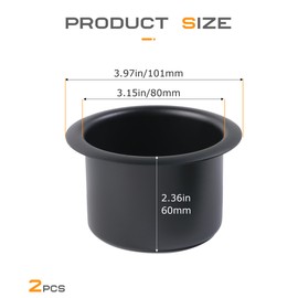 SCUARI 2PCS RV Couch Cup Holder Insert,Car Accessories Cup Holder Inserts for Cars,Metal Sofa Recliner-Handles Cups Holders Inserts Replacement,Fit for Most RVs,Trucks,Cars,Boats,Trailers (Black)