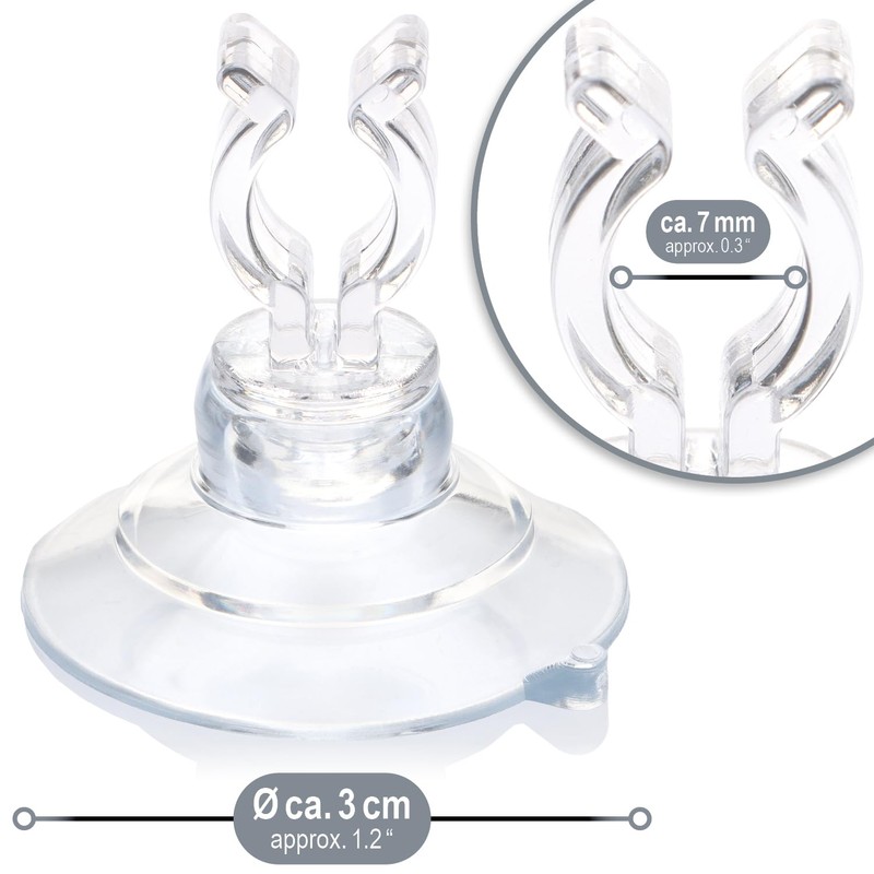com-four® 20 x Suction Cups with Cable Slot - Diameter
