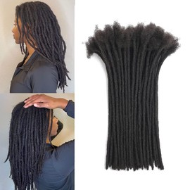 Dreadlocks Extension Human Hair 12inch 0.6cm 20 Strands Locs Extensions Real Human Hair For Man/Women 100% Full Handmade Permanent Dreadlock Extensions Human Hair An Be Dyed Bleached Curled (12Inch ,Natural Black )