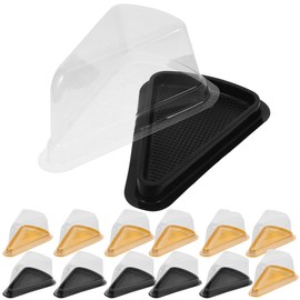 iplusmile 80 Cajas Triangulares para Embalaje de Tartas, Cajas de PláStico para Tartas de Queso, Recipientes Individuales Con Tapas Transparentes para Repostería, Panadería, Postre, Magdalenas