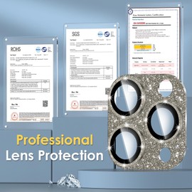 Smasener for 15 Pro Max - 15 Pro Camera Lens Protector, 9H Tempered Glass Camera Cover Screen Protector Alloy Metal Camera Cover for 15Pro 6.1 inch 15 ProMax 6.7 inch[Glitter] (Gold)