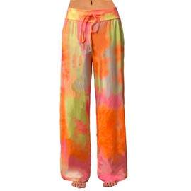 iniber Women's Comfy Casual Lounge Pants Wide Leg Stretch Drawstring Pajamas Palazzo with Laundry Bag