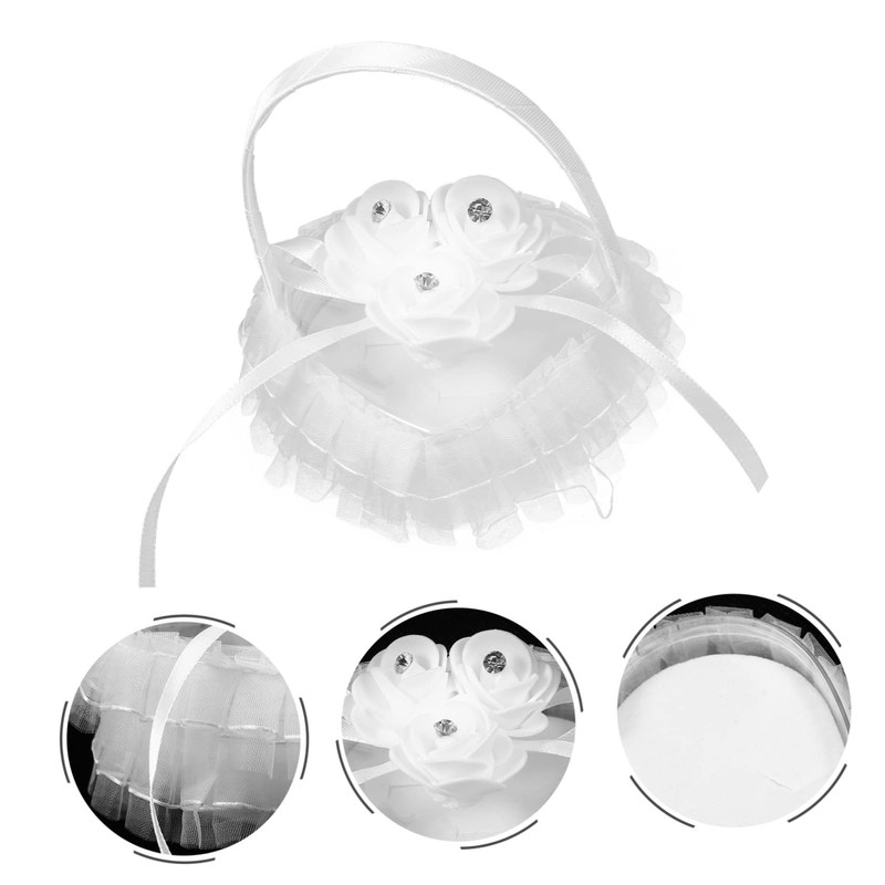 jojofuny 2pcs Lacering Pillow for Ring Display Heart Shape Engagement