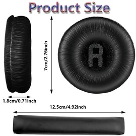 1 Pair Replacement Ear Pads + 1 Headband for JBL Tune600 T500BT T450 T450BT JR300 JR300BT Memory Foam Headphones 70mm (Black)