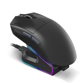 Ultra Lightweight 45G Tri-Mode Wireless Mouse with Charging Dock, Bluetooth, 2.4G & USB-C Wired Rechargeable RGB Mouse, Up to 12000 DPI, 1K Polling Rate, Ergonomic Mouse for PC Laptop Work & Gaming
