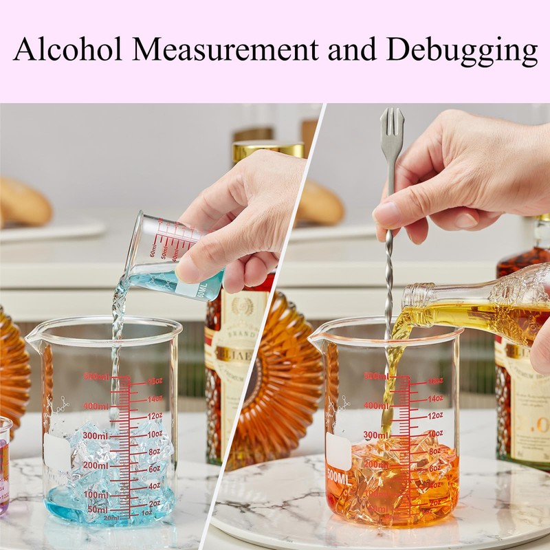 High Borosilicate Glass Measuring Cup Set-V-Shaped Spout，Includes 250ml(8OZ), 500ml(16OZ), and