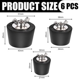 Pack of 6 Winter Plugs Pool, 32 mm / 38 mm / 51 mm Pool Plugs Winter, Pool Rubber Plugs with Stainless Steel Bolts, Winter Plug Pool for Pool, Winter Pool Accessories for Swimming Pool Drain Pipes