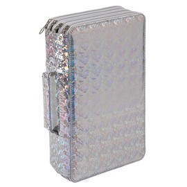 HMZSP Large Capacity Colored Pencil Case - 300 Slots PU leather with Zipper Closure Portable Organizer for Watercolor Pencils Ideal for Artists for Artists (Silver)