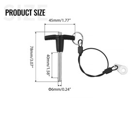 ZOWZEA T Handle Quick Release Pin 0.24 Inch Diameter ,Stainless Steel Ball Locking Pin with Push Button Lanyard Cable Usable Length 1.57"(6*40mm)