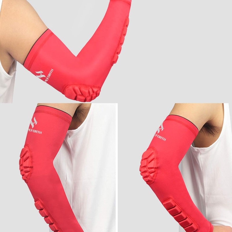 HOPEFORTH 2PCS Padded Elbow Forearm Sleeves Compression Arm Protective Support