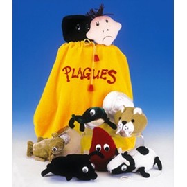 Adorable Set of Ten Plush Passover Plagues Representations, with Convenient Carrying Drawstring Bag by copa