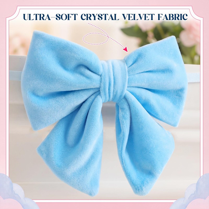 Hotop 6.5ft Pink and Blue Velvet Bow Garland Banner -
