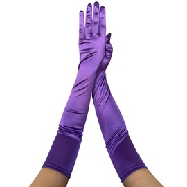 krautwear Women's Satin Evening Gloves (52 cm) in Various Colours, purple