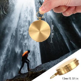 Outdoor Compass, Waterproof Compass, Portable Waterproof Pocket Compass, Multifunctional Luminous Compass with Case, with Whistle, for Camping, Hiking, Hunting and Outdoor Activities (Golden)