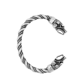 HAQUIL Silver Plated Stainless Steel Viking Arm Ring Dragon Cuff Bracelet for Men and Women, Viking Jewelry Gift