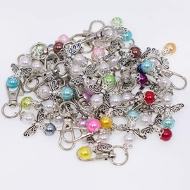 witgift Pack of 30 Guardian Angel Key Chains Angel Charm Pearl Angel Pendant for DIY Wedding Jewellery Necklace Crafts (6), Alloy + ABS