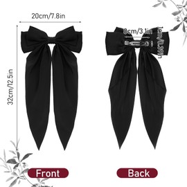 3 Pieces Hair Bow Women's Large Bow Hair Clip Soft Satin Bow French Long Tail Clip Large Bow Hair Clips Women Bow Hair Bows Girls