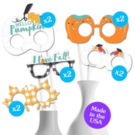 Big Dot of Happiness Happy Fall Truck - Fall Photo Booth Props - Fall Photo Props - Thanksgiving Photo Props - Pumpkin Patch Photo Props - Photo Booth Props - 10 Count