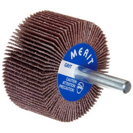 Merit High Performance Mandrel-Mounted Mini Grind-O-Flex Abrasive Flap Wheel, Round Shank, Ceramic Aluminum Oxide, 2" Dia., 1" Face Width, Grit 120, 25000 Max RPM (Pack of 10)