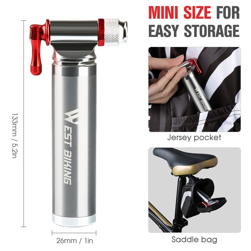 HIKOAN Mini Bike Pump CO2 Inflator Road Mountain Bikes Bicycle