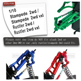 RCMYou RC Aluminum Front Rear Suspension A-Arms Upgrades Part for 1/10 Rustler VXL & XL-5 / Stampede VXL & XL-5 2WD,Alloy Arms Hop Ups w/Tie Bar,Replace 3631 3655,Navy Blue