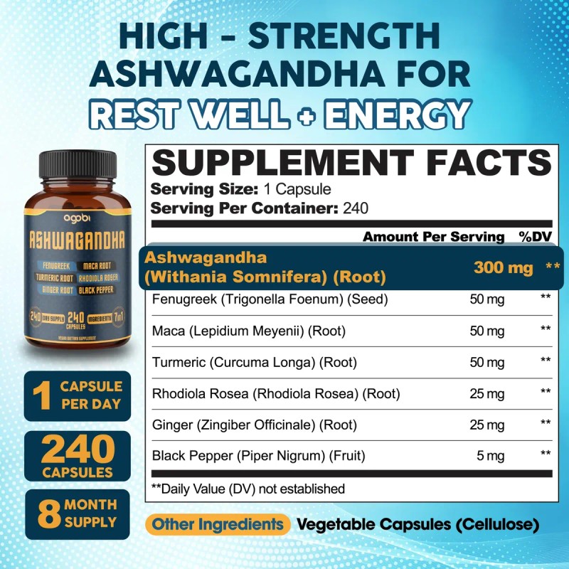 Agobi Fórmula 7 En 1 Suplemento Herbal 240 Cápsulas Energía