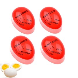 4Pcs Egg Timer, Indicator Safe Egg Boiler Timer for Soft Medium and Hard Boiled Eggs Cooking Tool Kitchen Gadget Home Accessories (Red)