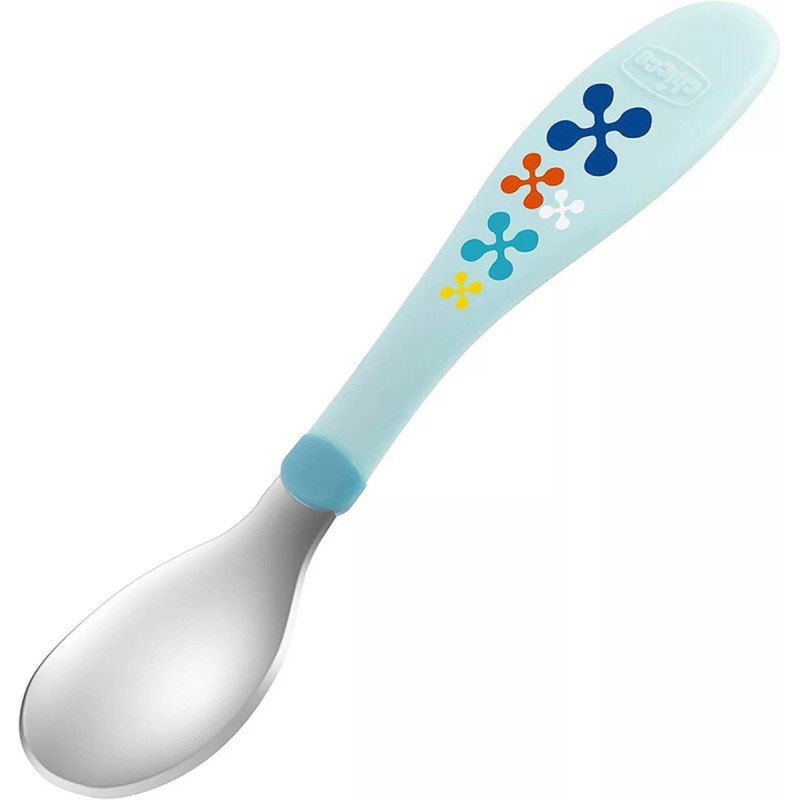 Chicco Cubiertos De Acero Inoxidable 18m + Azul / Verde