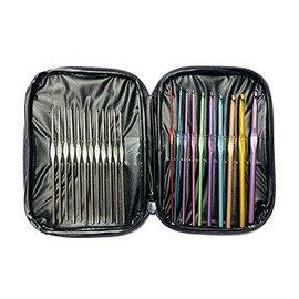 22pcs Crochet Hooks Set with Case Aluminium Needles 0.60mm 0.75mm 0.85mm 0.90mm 1mm 1.1mm 1.25mm 1.4mm 1.5mm 1.6mm 1.75mm 1.9mm 2mm 2.5mm 3mm 3.5mm 4mm 4.5mm 5mm 5.5mm 6mm 6.5mm