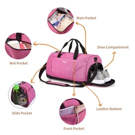 Gym Bag with Shoes Compartment and Wet Pocket,Sports Duffel Bag for Yoga/Swim,Travel Duffle Bag for Men and Women