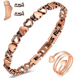 Copper Anklet for Women Ultra Magnets - Magnetic Ankle 99% Pure Copper Adjustable Christmas Gift - with Sizing Tool and Gift Box - Color: Crystal