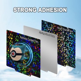 HIKUDIY PEF+PEY Build Plate for Adventurer 5M/5M Pro/AD5X, Rainbow Confetti +Galaxy Spring Steel Flexible Platform for Neptune 3 Pro/4, Kobra, Ender 3/3 Pro/3S1/3 v2, CR 20/CR 20 Pro, Ender 5/5 Pro