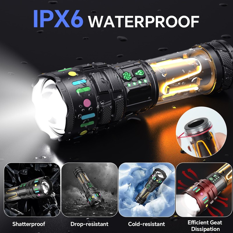 Rechargeable Flashlights High Lumens 10000, Super Bright LED Flash Light
