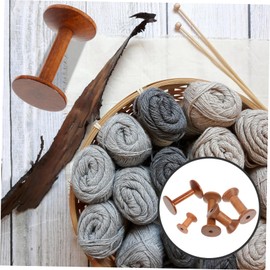 HOODANCOS 5Pcs Wooden Empty Spools Vintage Thread Spools Bobbins for Wire Weaving Rotatable Spool for DIY Art Crafts