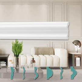 HEXIM O Wall Moulding Modern XPS Polystyrene White, 2 Metres Stucco Moulding Sytrop Moulding Moulding (20 Metres of Wall Mouldings FG3)