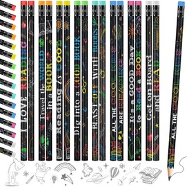 Pasimy 120 Pcs Reading Motivational Pencils Bulk Black Novelty Wooden Pencils with Eraser Classroom Inspirational Pen with Sayings for Kids Student Teacher School Reward Gifts Stationery Party