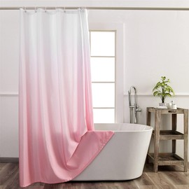 YI & ZE Ombre Pink Shower Curtain Sets for Bathroom Accessories Fabric Polyester Waterproof Modern Shower Curtain Liner with 12 Hooks W72xL78