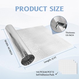 DGSL Reflective Bubble Insulation Roll, RV Window Insulation, Double Side Aluminum Foil Bubble Shield for Window, Garage Door, RV, Roof (Silver, 48 in x 15 ft)