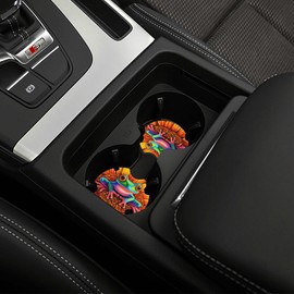 Sunflowers and Frogs Steering Wheel Cover with 2 Car Coasters Non Slip Neoprene for Women Men Universal 15 Inch Stylish and Practical Set