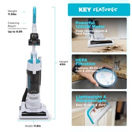 Simplicity Vacuums Pets Pro, Hard Floor and Carpet Vacuum Cleaners for Home Pet Hair, Upright, Bagless Lightweight, Powerful Suction in Homes with Dogs Plus Upholstery, Dust and Crevice Tools, SVPET