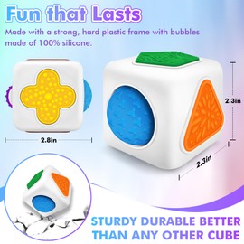 Dcoinc Fidget Toys Cube, 6 Sided Cube Fidget Toy for Kids and Adults Small Anxiety Relief Cubes for ADD ADHD OCD Autism Sensory Toys, Silent Cube Toys Birthday Gifts for Adults Kids
