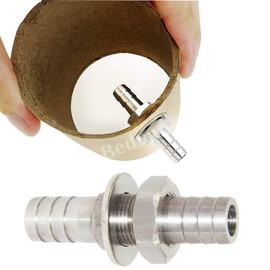 Beduan 1/2" Hose Barb Thru-Bulk Bulkhead Straight Hex Union Stainless Steel Fitting