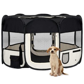 Gecheer Foldable Dog Playpen with Carrying Bag Black 49.2"x49.2"x24"
