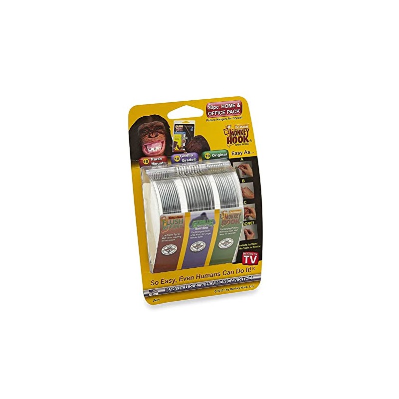 Monkey Hooks Picture Hangers Home and Office Pack, Gorilla Hook,