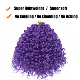 ENBEAUTIFUL 14 Inch 8 Packs Gogo Curl Curly Crochet Hair Beach Curl Water Wave Crochet Hair Deep Wave Wavy Braids Curly Crochet Hair For Black Women(14inch, 8packs, purple)
