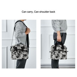 Skull Black Gothic Insulated Lunch Bag Skeleton Sugar Reusable Lunch Tote Bag Lunch Box for Women Men Adult Cooler Bag with Adjustable Shoulder Strap