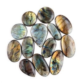 Natural Labradorite Stone, Natural Gemstones and Crystals Cabochon Lot, DIY Jewelry Making Loose Gemstones, Chakra Healing Crystals, Wire Wrapping Cabochons, Pack of 5